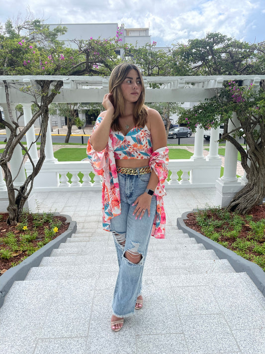 Tropical crop top & Cover up